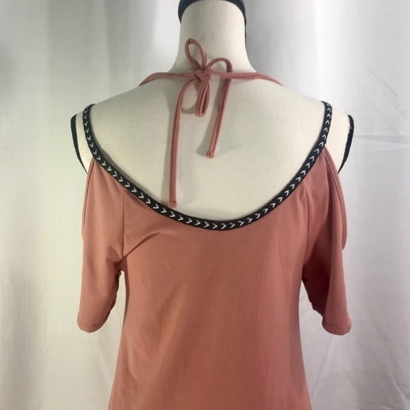 Poof Soft Dusty Pink Back Tie Short Sleeve Cover Up Midi Dress Size Small EUC - Picture 5 of 6
